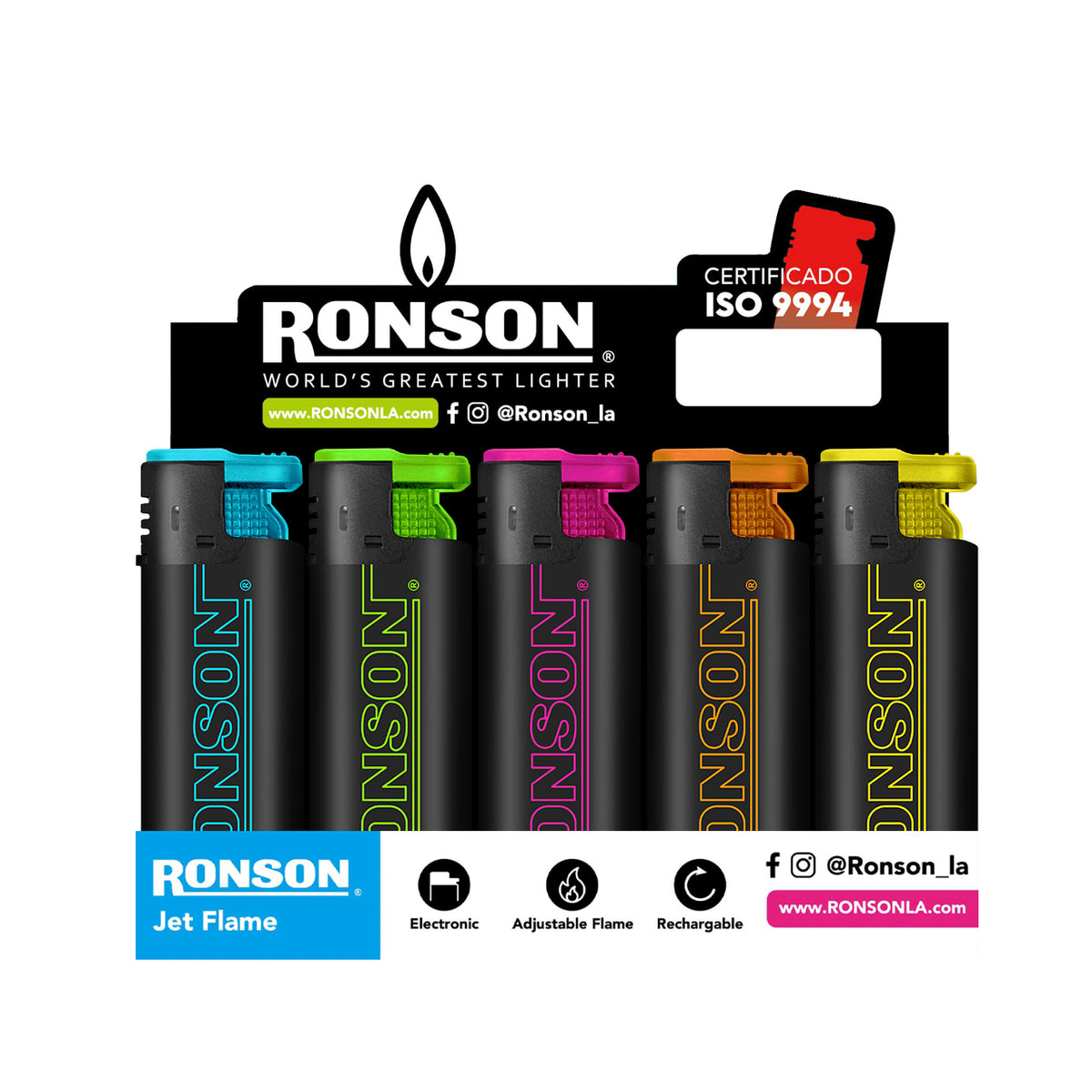 Encendedor Ronson Jet Flame Diseño Neón